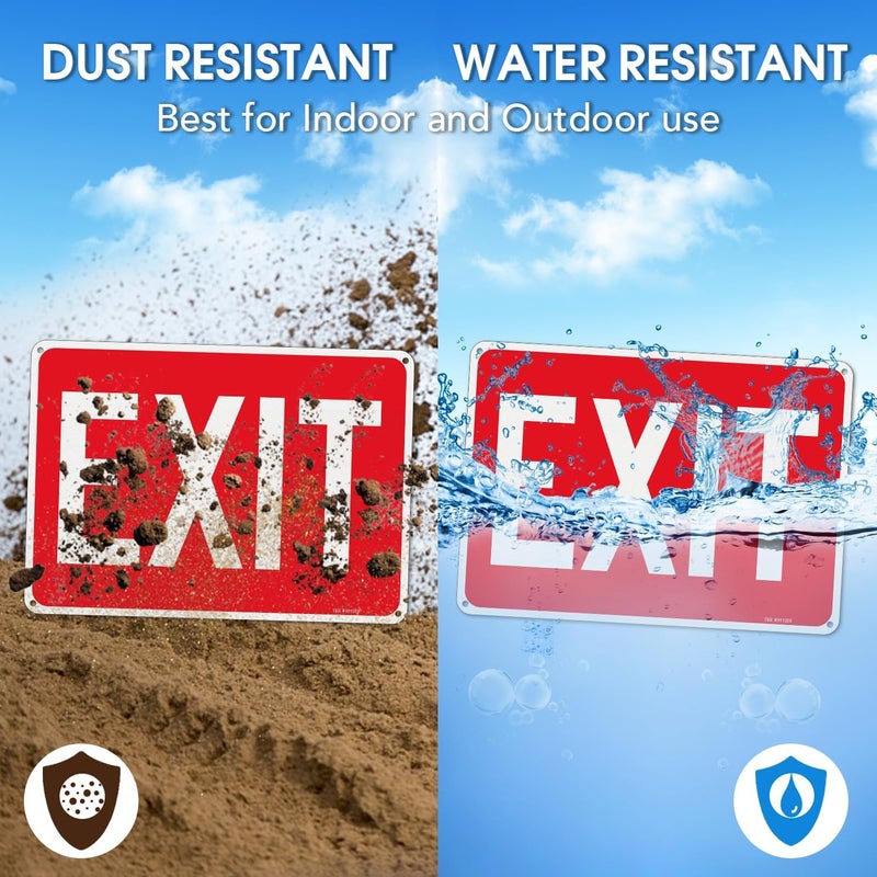 TR Large Exit Sign - 2 Pack - 14 x 10 Inches Rust Free .040 Aluminum Reflective - UV Protected, Waterproof and Fade Resistant - 4 Pre-drilled Holes - Image 4